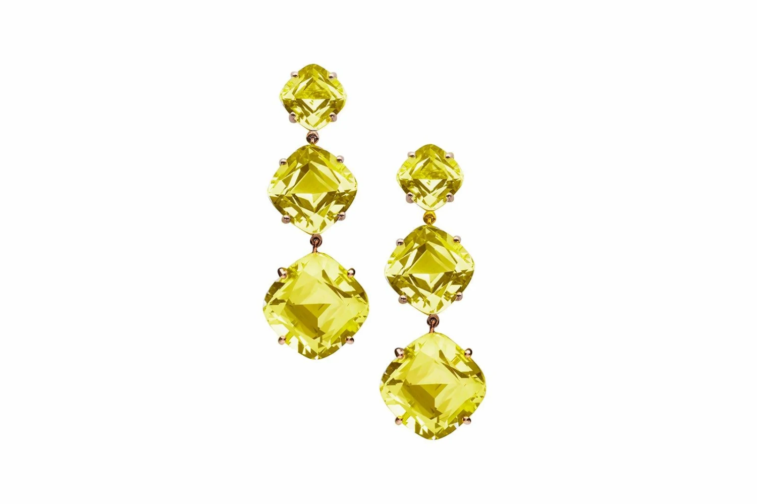 Goshwara 3 Tier Lemon Quartz Cushion Earrings 5 Goshwara 3 Tier Lemon Quartz Cushion Earrings – Image 3