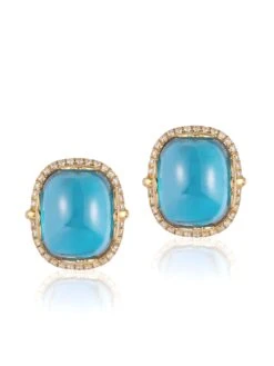 Goshwara Blue Topaz Cushion Cabochon With Diamond Earrings 8 Goshwara Blue Topaz Cushion Cabochon With Diamond Earrings -Mode Bijouterie Magasin JE0137 BT master