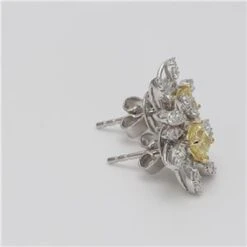 Unknown Natural Yellow Cushion And White Diamond 1.43 Carat TW Gold Stud Earrings -Mode Bijouterie Magasin JE0181GR 4 master