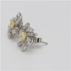 Unknown Natural Yellow Cushion And White Diamond 1.43 Carat TW Gold Stud Earrings -Mode Bijouterie Magasin JE0181GR 6 master