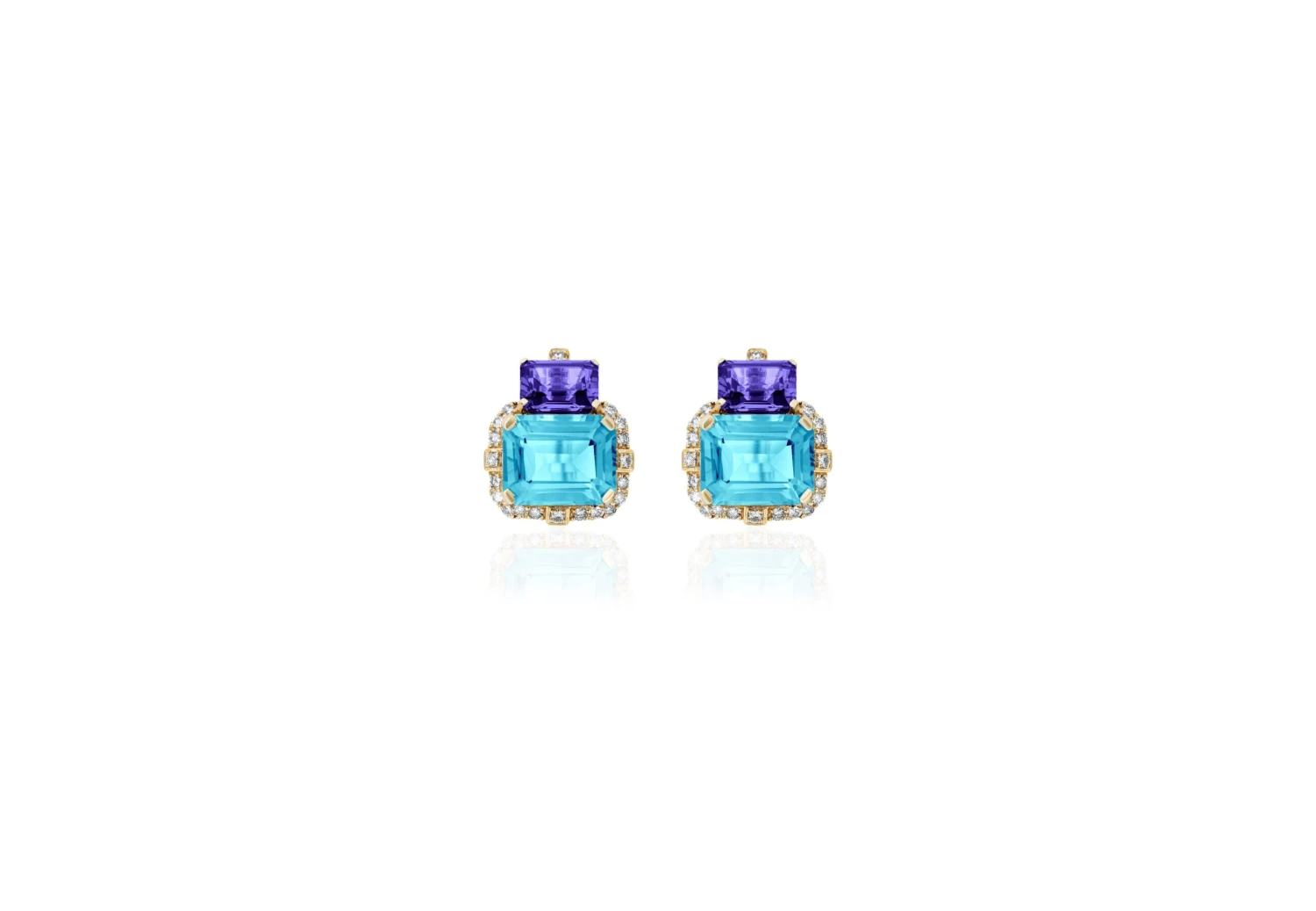 Goshwara 2 Stone Tanzanite And Blue Topaz With Diamonds Earrings 4 Goshwara 2 Stone Tanzanite And Blue Topaz With Diamonds Earrings – Image 2