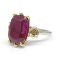 10.94ct Red Ruby, Diamond Three Stone Engagement Ring Set In 18k Two Tone Gold 28 10.94ct Red Ruby, Diamond Three Stone Engagement Ring Set In 18k Two Tone Gold -Mode Bijouterie Magasin JW0231 GIAR0004 10 master