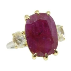 10.94ct Red Ruby, Diamond Three Stone Engagement Ring Set In 18k Two Tone Gold 20 10.94ct Red Ruby, Diamond Three Stone Engagement Ring Set In 18k Two Tone Gold -Mode Bijouterie Magasin JW0231 GIAR0004 2 master