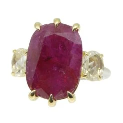 10.94ct Red Ruby, Diamond Three Stone Engagement Ring Set In 18k Two Tone Gold 21 10.94ct Red Ruby, Diamond Three Stone Engagement Ring Set In 18k Two Tone Gold -Mode Bijouterie Magasin JW0231 GIAR0004 3 master