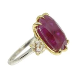 10.94ct Red Ruby, Diamond Three Stone Engagement Ring Set In 18k Two Tone Gold 22 10.94ct Red Ruby, Diamond Three Stone Engagement Ring Set In 18k Two Tone Gold -Mode Bijouterie Magasin JW0231 GIAR0004 4 master