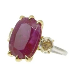 10.94ct Red Ruby, Diamond Three Stone Engagement Ring Set In 18k Two Tone Gold 23 10.94ct Red Ruby, Diamond Three Stone Engagement Ring Set In 18k Two Tone Gold -Mode Bijouterie Magasin JW0231 GIAR0004 5 master