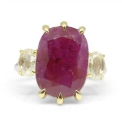 10.94ct Red Ruby, Diamond Three Stone Engagement Ring Set In 18k Two Tone Gold 24 10.94ct Red Ruby, Diamond Three Stone Engagement Ring Set In 18k Two Tone Gold -Mode Bijouterie Magasin JW0231 GIAR0004 6 master