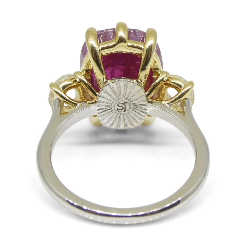 10.94ct Red Ruby, Diamond Three Stone Engagement Ring Set In 18k Two Tone Gold 13 10.94ct Red Ruby, Diamond Three Stone Engagement Ring Set In 18k Two Tone Gold – Image 11