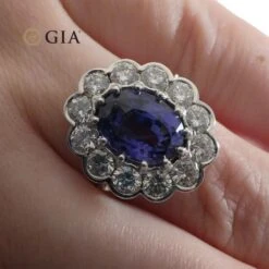 4.64ct GIA Certified Color Change Sapphire & Diamond Scallop Ring 18k White Gold -Mode Bijouterie Magasin JW0287 GIAS8002 10 master