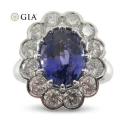 4.64ct GIA Certified Color Change Sapphire & Diamond Scallop Ring 18k White Gold -Mode Bijouterie Magasin JW0287 GIAS8002 12 master