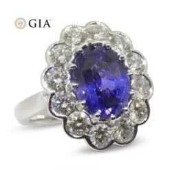 4.64ct GIA Certified Color Change Sapphire & Diamond Scallop Ring 18k White Gold -Mode Bijouterie Magasin JW0287 GIAS8002 13 master