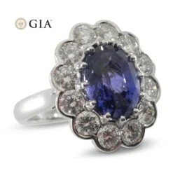 4.64ct GIA Certified Color Change Sapphire & Diamond Scallop Ring 18k White Gold -Mode Bijouterie Magasin JW0287 GIAS8002 14 master