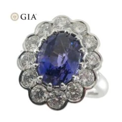 4.64ct GIA Certified Color Change Sapphire & Diamond Scallop Ring 18k White Gold -Mode Bijouterie Magasin JW0287 GIAS8002 16 master