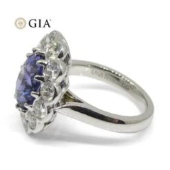 4.64ct GIA Certified Color Change Sapphire & Diamond Scallop Ring 18k White Gold -Mode Bijouterie Magasin JW0287 GIAS8002 18 master