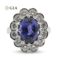 4.64ct GIA Certified Color Change Sapphire & Diamond Scallop Ring 18k White Gold -Mode Bijouterie Magasin JW0287 GIAS8002 19 master
