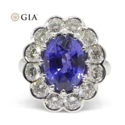 4.64ct GIA Certified Color Change Sapphire & Diamond Scallop Ring 18k White Gold -Mode Bijouterie Magasin JW0287 GIAS8002 1 master