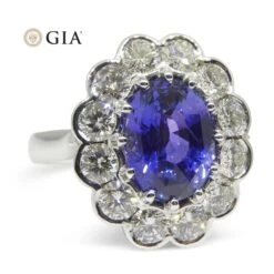 4.64ct GIA Certified Color Change Sapphire & Diamond Scallop Ring 18k White Gold -Mode Bijouterie Magasin JW0287 GIAS8002 3 master