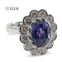 4.64ct GIA Certified Color Change Sapphire & Diamond Scallop Ring 18k White Gold -Mode Bijouterie Magasin JW0287 GIAS8002 4 master