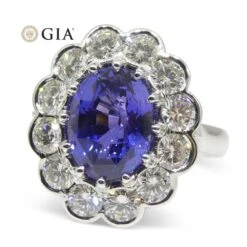 4.64ct GIA Certified Color Change Sapphire & Diamond Scallop Ring 18k White Gold -Mode Bijouterie Magasin JW0287 GIAS8002 5 master