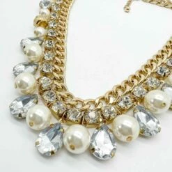 Unknown Whole Pearl And Crystal Droplet Chain Necklace 2000s -Mode Bijouterie Magasin Jennifer Gibson Jewellery 1615 1 master