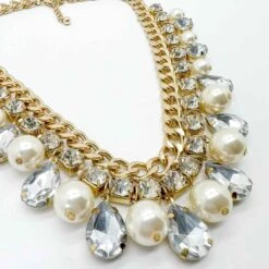 Unknown Whole Pearl And Crystal Droplet Chain Necklace 2000s -Mode Bijouterie Magasin Jennifer Gibson Jewellery 1615 3 master