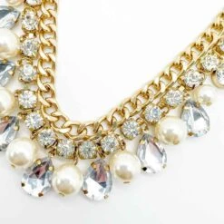 Unknown Whole Pearl And Crystal Droplet Chain Necklace 2000s -Mode Bijouterie Magasin Jennifer Gibson Jewellery 1615 4 master