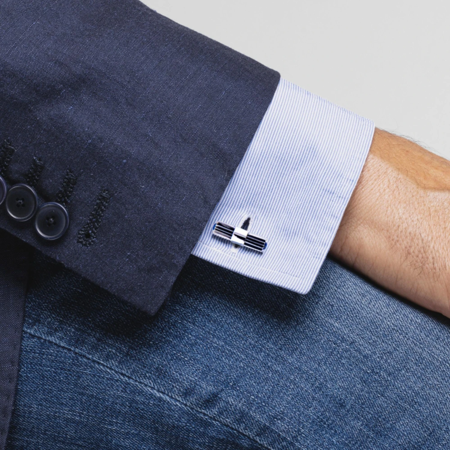 Alex Jona Lapis Lazuli Sterling Silver Bar Cufflinks 6 Alex Jona Lapis Lazuli Sterling Silver Bar Cufflinks – Image 4