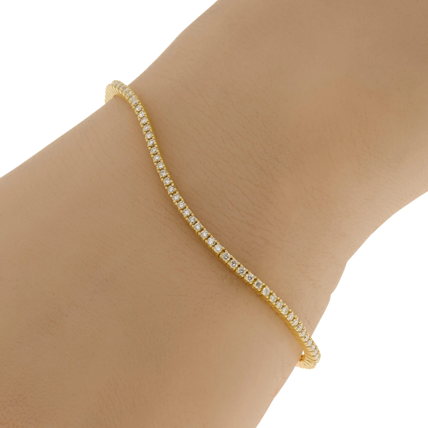 Tresorra 18k Yellow Gold Diamond Tennis Bracelet 4 Tresorra 18k Yellow Gold Diamond Tennis Bracelet – Image 2