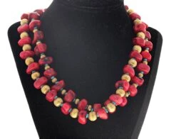 AJD Double Strand Coral, Sparkling Goldy Rondels &Turquoise Elegant Necklace -Mode Bijouterie Magasin KC8646 5 orig master