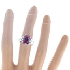 AJD Elegant 7.2 Ct Brilliant Red Zircon, Sapphire, Pearl Sterling Cocktail Ring -Mode Bijouterie Magasin KR1453 6 orig master