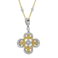 Italian Designer 18 Karat Gold Flower Motif Diamond Pendant -Mode Bijouterie Magasin LL24320E124 001 5 master