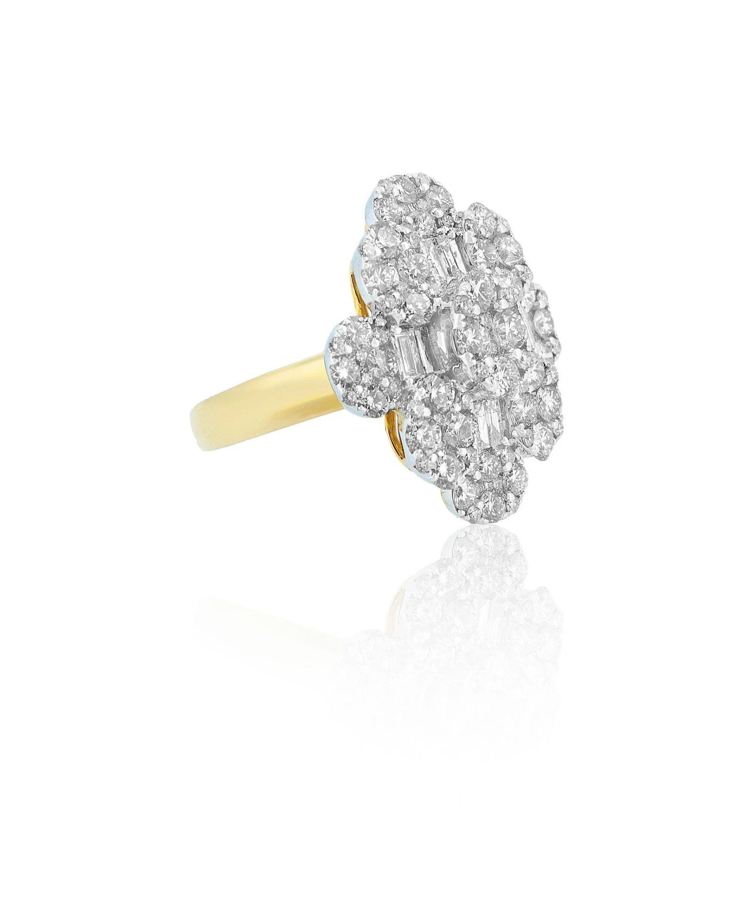Floral Diamond Cocktail Ring With Illusion Settings In 18k Solid Gold 4 Floral Diamond Cocktail Ring With Illusion Settings In 18k Solid Gold – Image 2