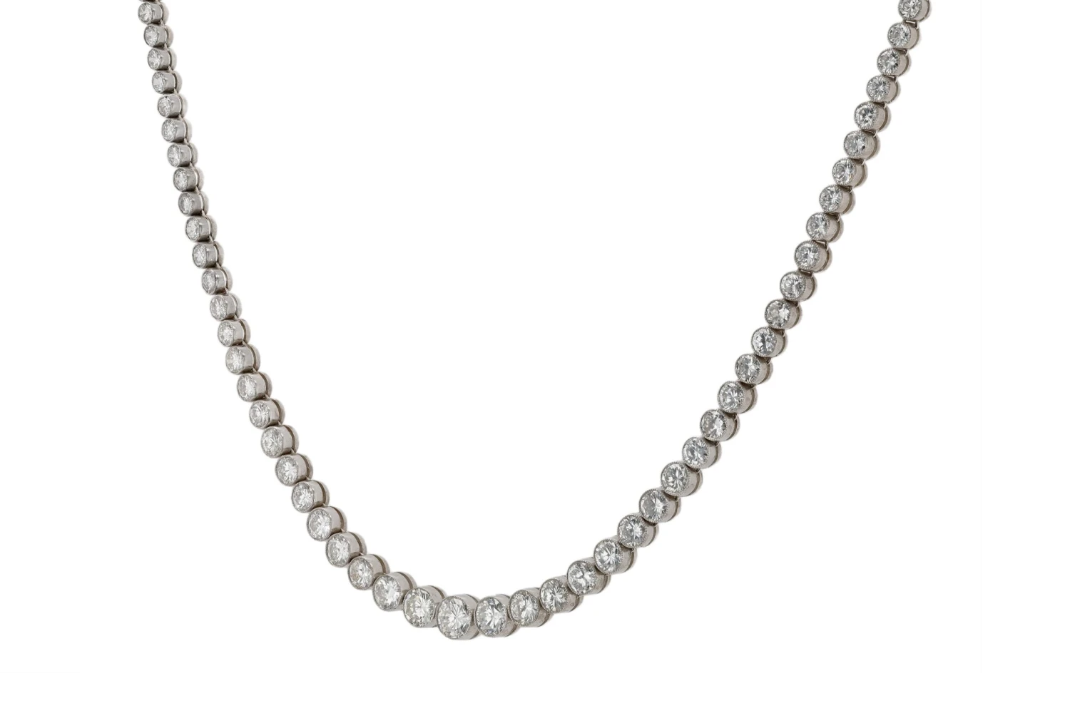Unknown Platinum 14.21 Carat Diamond Riviera Necklace 6 Unknown Platinum 14.21 Carat Diamond Riviera Necklace – Image 4