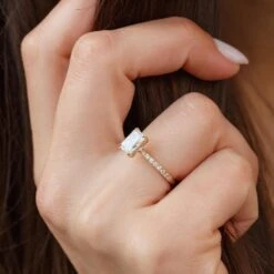 Radiant Cut Diamond Engagement Ring, 1.71 Carat, 14k Yellow Gold, Hidden Halo -Mode Bijouterie Magasin MG 3165 master