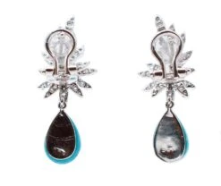 Unknown Turquoise, Diamonds, 18 Karat White Gold Dangle Earrings 10 Unknown Turquoise, Diamonds, 18 Karat White Gold Dangle Earrings -Mode Bijouterie Magasin MG 8613 JPG master