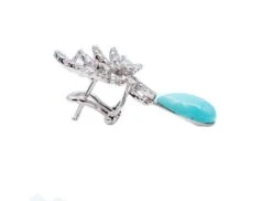Unknown Turquoise, Diamonds, 18 Karat White Gold Dangle Earrings 11 Unknown Turquoise, Diamonds, 18 Karat White Gold Dangle Earrings -Mode Bijouterie Magasin MG 8614 JPG master