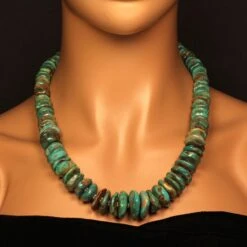 AJD 22 Inch Graduated Natural Turquoise Rondelle Necklace -Mode Bijouterie Magasin MN16133C master 1