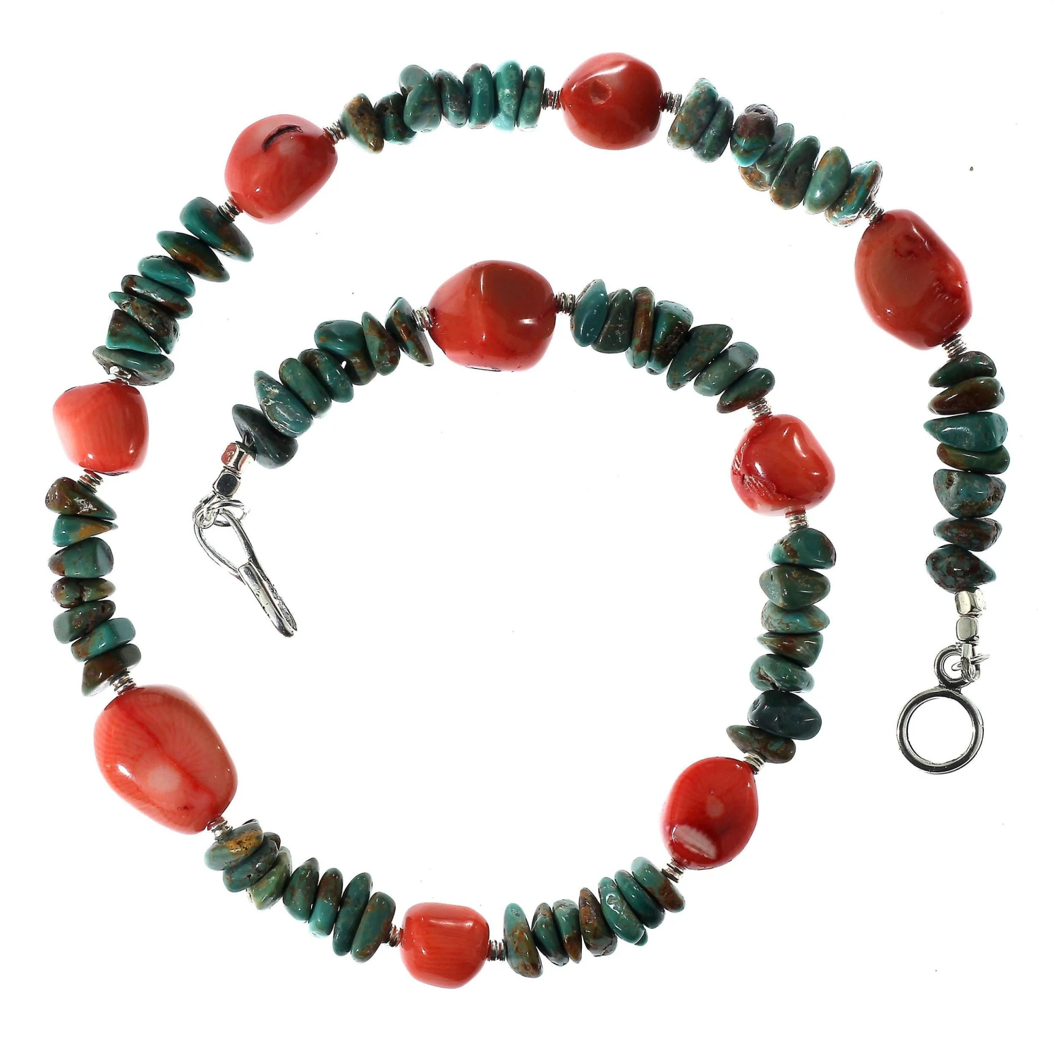 AJD Southwest Style Fashionable Turquoise And Peach Coral Necklace Great Gift!! 8 AJD Southwest Style Fashionable Turquoise And Peach Coral Necklace Great Gift!! – Image 6