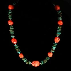 AJD Southwest Style Fashionable Turquoise And Peach Coral Necklace Great Gift!! 13 AJD Southwest Style Fashionable Turquoise And Peach Coral Necklace Great Gift!! -Mode Bijouterie Magasin MN2053C master