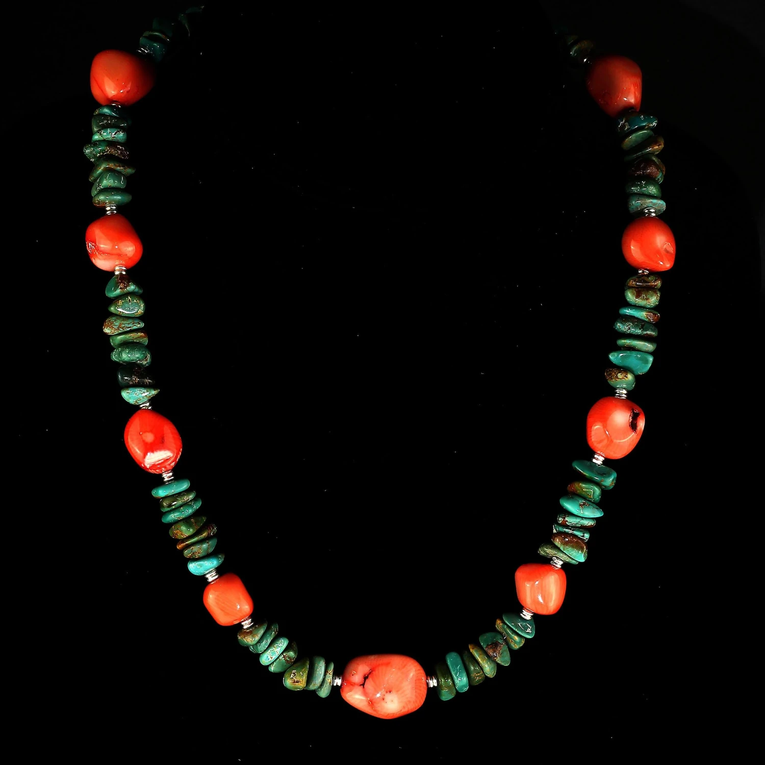 AJD Southwest Style Fashionable Turquoise And Peach Coral Necklace Great Gift!! 7 AJD Southwest Style Fashionable Turquoise And Peach Coral Necklace Great Gift!! – Image 5