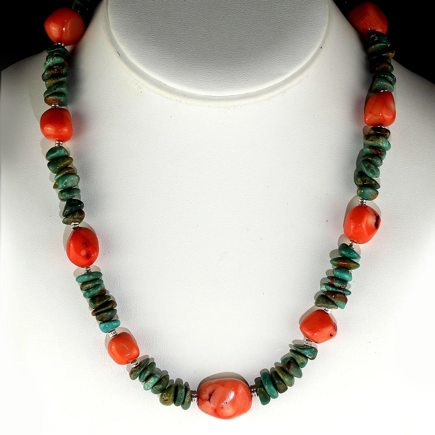 AJD Southwest Style Fashionable Turquoise And Peach Coral Necklace Great Gift!! 9 AJD Southwest Style Fashionable Turquoise And Peach Coral Necklace Great Gift!! – Image 7