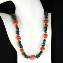 AJD Southwest Style Fashionable Turquoise And Peach Coral Necklace Great Gift!! 12 AJD Southwest Style Fashionable Turquoise And Peach Coral Necklace Great Gift!! -Mode Bijouterie Magasin MN2053E master