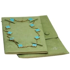 Van Cleef & Arpels Vintage Alhambra Turquoise Yellow Gold 10 Motif Necklace -Mode Bijouterie Magasin MTSJ13613 3 master