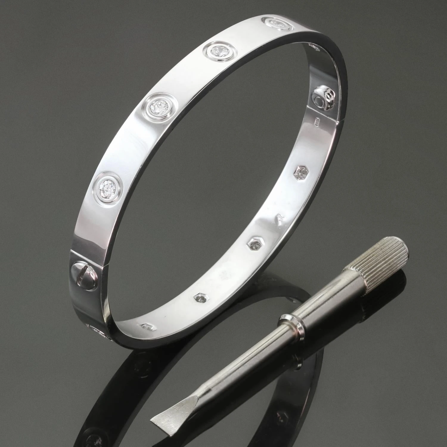Cartier Love 10 Diamond White Gold Bracelet 4 Cartier Love 10 Diamond White Gold Bracelet – Image 2