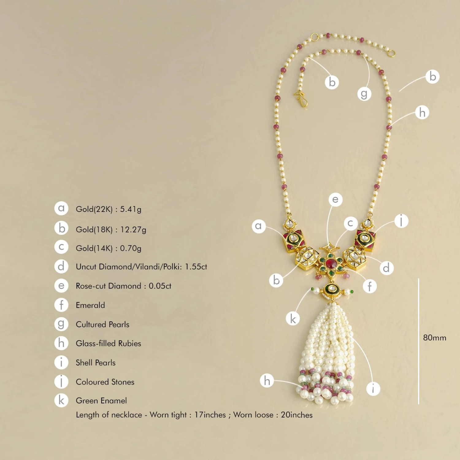 Gold Emerald And Pearl Tassel Necklace 7 Gold Emerald And Pearl Tassel Necklace – Image 5
