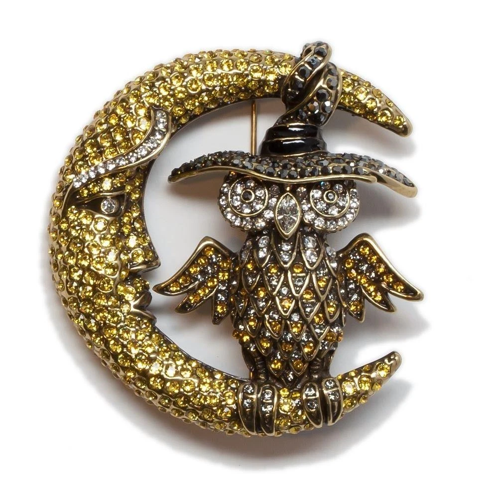 Heidi Daus Moonlighting Owl On Moon Crystal Accented Pin Brooch 7 Heidi Daus Moonlighting Owl On Moon Crystal Accented Pin Brooch – Image 5