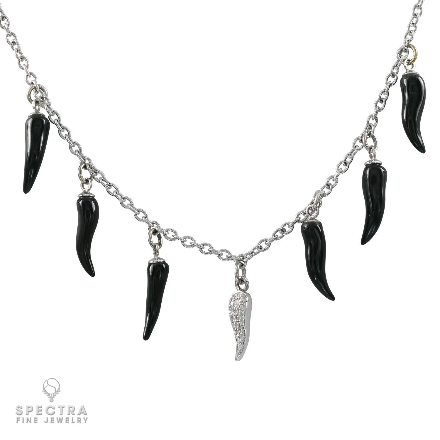 Adamas Cornicello Diamond Onyx Necklace 6 Adamas Cornicello Diamond Onyx Necklace – Image 4