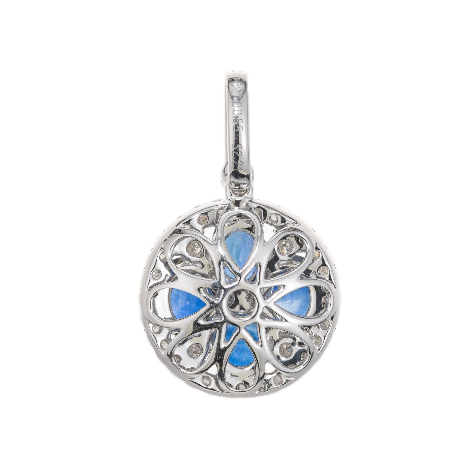 Gia Certified Ej 2.21 Carat Oval Sapphire White Gold Circle Diamond Pendant 5 Gia Certified Ej 2.21 Carat Oval Sapphire White Gold Circle Diamond Pendant – Image 3