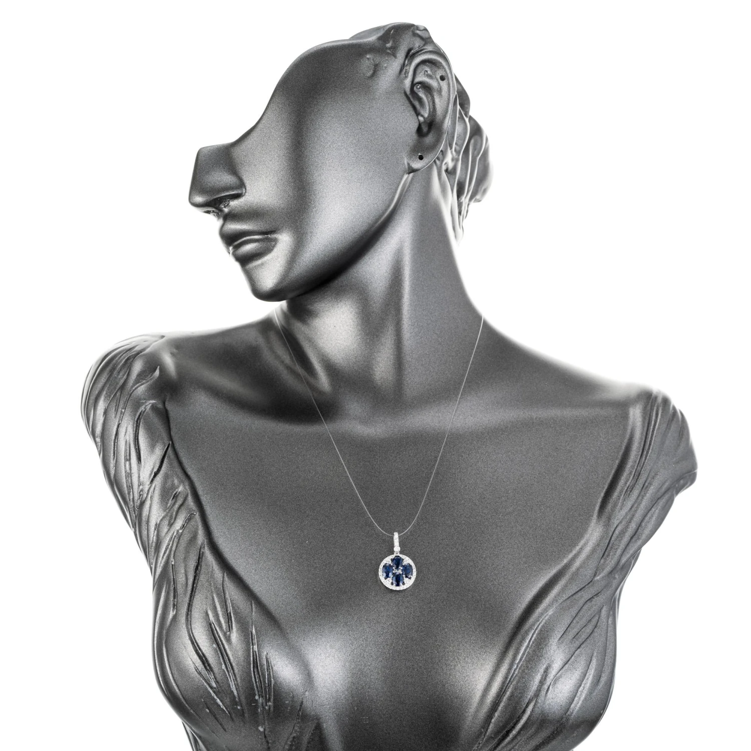 Gia Certified Ej 2.21 Carat Oval Sapphire White Gold Circle Diamond Pendant 9 Gia Certified Ej 2.21 Carat Oval Sapphire White Gold Circle Diamond Pendant – Image 7