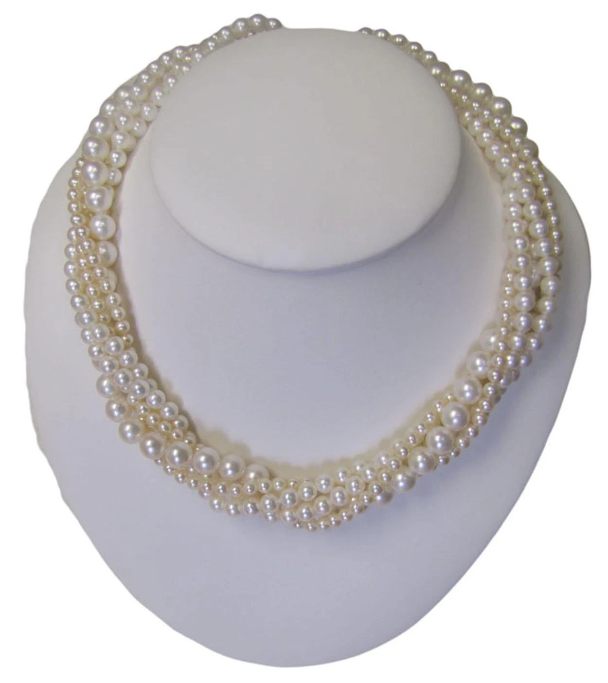 Beautiful Fresh Water Cultured Pearl Torsade / Twist Necklace, 17", Ster. Silver 4 Beautiful Fresh Water Cultured Pearl Torsade / Twist Necklace, 17", Ster. Silver – Image 2